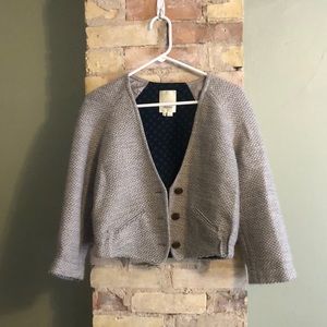 Anthropologie Elevenses Wool Cropped Blazer